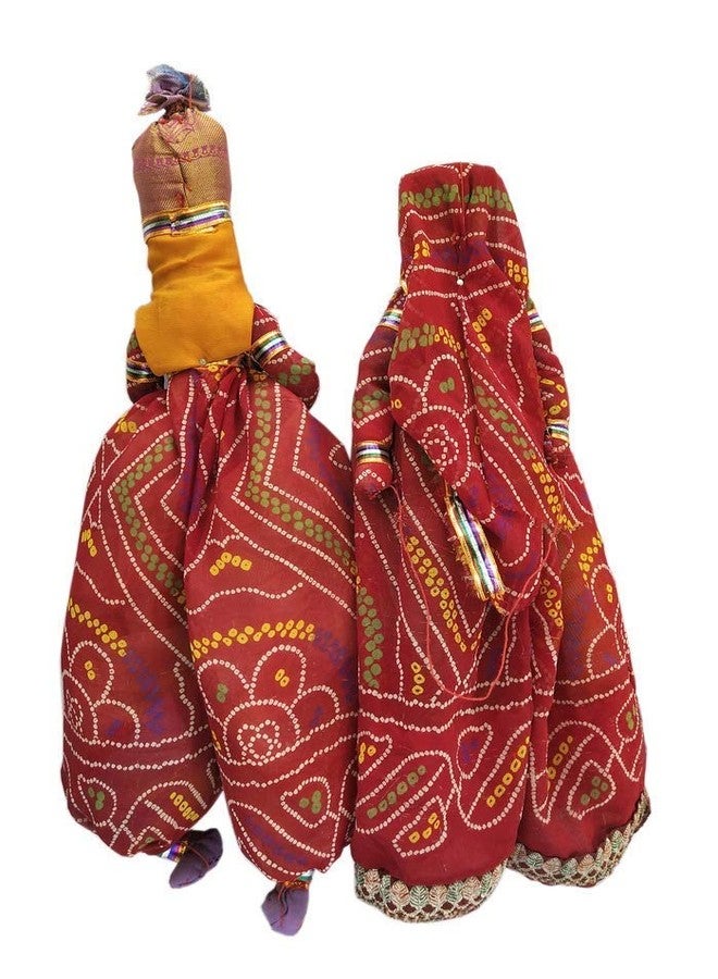 Samariya Rajasthani Handmade Colorful Fabric Wooden Face String,Kathputli/Puppet Pair for Home Décor, Cultural Program and Events Red (Pack of 1 Pair) - Image 3
